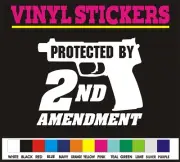 Protected by 2nd amendment handgun pistol Window car truck vinyl decal sticker