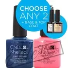 CND SHELLAC - 7.3ml - Any 2 Colours + Base + Top Coat + FREE Remover Wraps 10ct