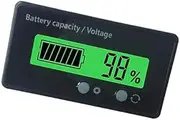 LCD Battery Capacity Monitor Gauge Meter 12V 24V 36V 48V Lead Acid Battery Status Indicator Lithium Battery Capacity Tester Voltage Meter Monitor for Vehicle Battery (Green)