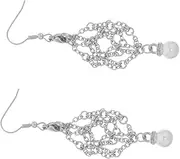 [HAPINARY] 1 Pair Stone Holder Metal Earring Crystal Drop Earring Crystal Earring Holder Crystal Cage Earring Empty Holder Earring Locket Crystal Holder Earring Decorate Miss Round Beads