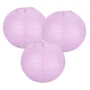 3Pcs Decorative Hanging Round Paper Lanterns 25cm/10", Light Purple