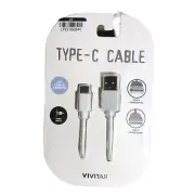 Vivitar Type-C Cable 3 Ft Length Sync Data USB-A Connector USB-C Connector White
