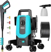 [MZK] 2600 PSI 1.8 GPM Electric Pressure Washer, Power Washer with 4 Quick - Connect Nozzles and Foam Cannon for Easy Replacement, High - Pressure Cleaning of Cars, Fences, Driveways,Baby Blue