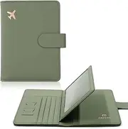 [Cnycmy] Passport Holder and Vaccine Card Holder,Passport-Wallet-Holder for Women, Rfid Passport Holder with Vaccine Card Slot Waterproof, PU Leather Travel Passport Case, Moss green, Multifunction Organized
