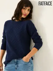 FatFace Farryn Navy Farryn Knitted 100% Cotton Knitted Jumper (E82319) | $120