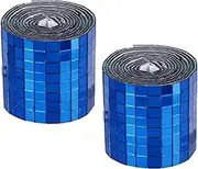 uxcell Self Adhesive Glass Mirror Mosaic Tiles 3200 Pcs 5 x 5 mm Disco Tiles for Craft Decoration Glass Mirror Disco Ball Blue 2 Pcs