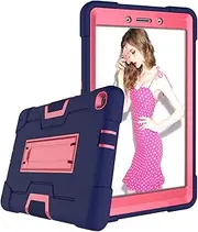 Case for Samsung Galaxy Tab A T290/T295 (2019 Version), Slim Heavy Duty Shockproof Rugged Protective Case with Kickstand for 8.0 inch Galaxy Tab A Cover for Kids (NavyBlue+Rosered)