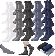 [Hemore] Crew Socks for Men, 29 Pairs Anti Odor Ice Silk Socks, Lightweight Breathable Thin Crew Socks, Men'sCrew Socks (Mix-Colors)