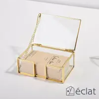 在飛比找momo購物網優惠-【Eclat】極致奢華金屬黃銅玻璃名片盒/名片架/名片座(飾