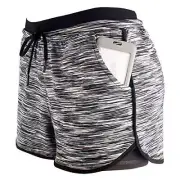 Women Workout Running Shorts 2 in 1 Active Yoga Gym Sport Small Black White