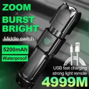 Torch Led Flashlight USB Powered Rechargeable Tactical Light Camp Zoomable Lamp
