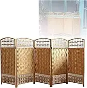 Folding Privacy Screen,Foldable Temporary Wall,4/5/6Panel Rattan Weaving Room Divider,for Kindergarten Bedroom Studio(Brown,100x40cm-5panel)
