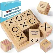 Wooden Conversation Cubes - 9 Pieces, Ages 6+ Cubes for Social Emotional Learning, School Counselor Supplies, Speech Therapy Toys, Ice Breaker Cubes Gifts for Boys and Girls