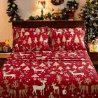Reindeer&Christmas Tree Printed Sheets 6 Pieces Set (King Size,Christmas Tree),