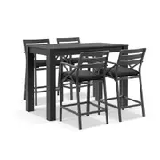 Santorini Outdoor 1.5m Rectangle Aluminium Table with 4x Kansas Bar stools - Outdoor Aluminium Dining Settings