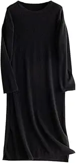 [Zozogag] 100% Cashmere Sweater Knit Dress Winter/Autumn Women O-Neck Knitwear Female Dresses Long Style Pullover Girl Clothes