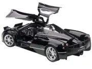 2021 Pagani Huayra Gloss Black Silver Stripes Silver Wheels 1/12 Autoart Mode...