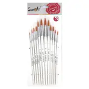 12Pcs Paint Brush Set Different Size Round Tip Artist Nylon Hair Wooden Hand Watercolor Brush for Painting Supplies