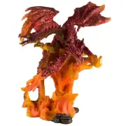 Red Glittery Sparkling Three Headed Fire Breathing Dragon Figurine 4.5" High New