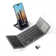 Multi-Device Foldable Bluetooth Keyboard with Touchpad Rechargeable Dual-Mode...