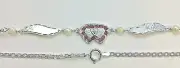 New 14K White Gold Lab Created RUBY w/Genuine Dia Heart 10" Anklet-Free Engrave