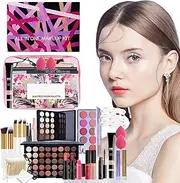 Full Professional Makeup Kit,Makeup Set for Women Full Kit with Travel Bag - Includes Eyeshadow Palette, Pressed Powder, Lipstick Palette, Lip Gloss Brush