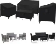 Kovshuiwe 4 Pieces Patio Set Cover, 600d Polyester Oxford,black