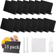 TPBSITNS 15PCS Mini Chalkboard Signs for Food,Small 4"x3"Chalk Board Set Include 15 PCS Tabletop Food Labels +2 Water Based Chalks, Reusable Chalkboard Sign for Party Buffet Wedding Bakery