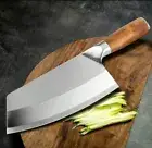 Cleaver Knife Stainless Steel Wood Handle Chef Butcher Chopping Slicing Beef Cut