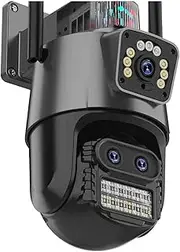 PTZ IP Camera 5K 9MP WiFi Camera 4K HD Dual Lens Security Protection Security CCTV Video Surveillance Camera Police Light Alarm(U/S,5K Add 32G)