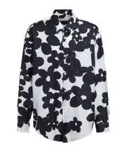Marni Floral Printed Curved Hem Shirt IT56,IT44,IT54,IT46 black and white