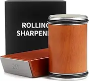 Goutime Knife Sharpener Tool, Rolling Knife Sharpener Kit, Knife Sharpening with Diamonds and Ceramic for Steel, with 15 & 20 Degree Magnetic Angle(Brown)