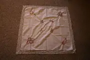 Fruit Pattern Cross Stitch Hand Embroidered Lace Edged Square Doily Table Cover