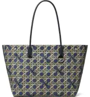 Tory Burch Canvas Basketweave Shopper Tote ~NWT~ Navy