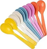 Pack of 10 Plastic Egg Spoons, Plastic Spoons, Small, 14 cm, Coffee Spoons, Plastic Spoons, Tea Spoons, Plastic Jam Spoons, Yoghurt Spoons, Reusable, Colourful Plastic Spoons