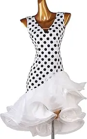 Women's Latin Dance Training Dress Ballroom Dresses Cha Cha Salsa Practice Costume Leotard Fishbone Skirt for Samba