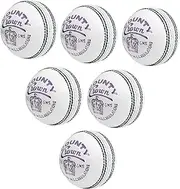 CW Pack of 6 County Crown White Leather Made 4 Cut Piece Cricket Ball Entirely Hand Stitched 156gm 25 Overs Ideal for Club Matches & Practice MCC Regulation Approved