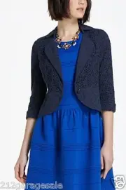Anthropologie NEW Spun Eyelet Blazer by LeifNotes color Navy Size 8 $148