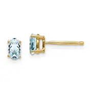 14k Yellow Gold Aquamarine Post Earrings