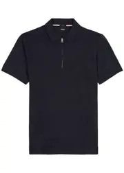 Boss Half-zip Cotton Polo Shirt - Navy - XL XL