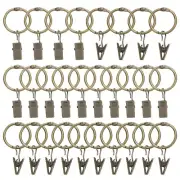 28 Pack Curtain Rings with Clips, 1" ID Curtain Clip Rings Hook (Bronze)