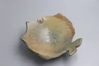 在飛比找Yahoo!奇摩拍賣優惠-台灣製造 手拉坏 魚皿 乾點盤 茶盤 花器 多功能陶器 灰釉