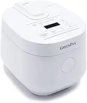 GreenPan Bistro Rice and Grains Cooker 2L White, PFAS & PFOA-Free Removable Ceramic Dishwasher Safe Pot, Healthy Cooking, Auto Presets & Keep Warm, Touchscreen, Paddle Included, White