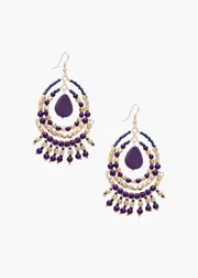 [Taking Shape] Taking Shape Beaded Hoop Earrings in Purple - Women's Accessories Purple
