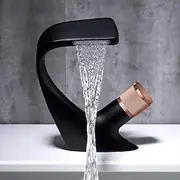 Bathroom Sink Faucet, Novelty Waterfall Mixer Basin Taps Single Handle One Hole Bath Taps with Hot and Cold Water Hose