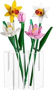 Beautyflier Vase Holder for LEGO Sunflowers, Clear Vase Compatible with Lego Lotus Flower Building Block Kit, Acrylic Display Stand for Lego Roses, Gift for Lego Flower Lovers (Holder Only)