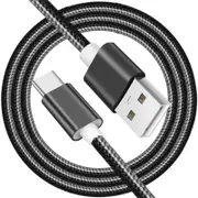 Nylon Braided USB-A to USB-C 2m/6ft Fast Charging Cable For Samsung, Xiaomi, Redmi, Huawei & All Android TYPE-C Devices - Black
