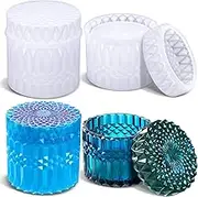 Patelai 4 Pcs Resin Jar Mould with Lids Silicone Storage Box Mould Jewelry Box for DIY Resin Crafts Jewelry Trinket Container Soap Candle Trinket Making
