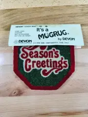 MugRug Mat Mug Rug Coaster By Devon "Seasons Greetings" Christmas Vintage Rare
