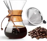 Pour over Coffee Maker 27 OZ, 8 Cup Borosilicate Glass Drip Coffee Maker with Re